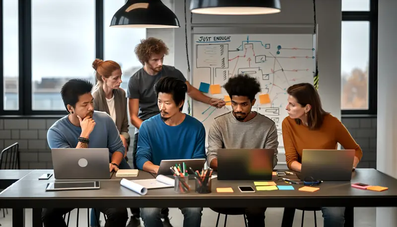 Photo of agile team working on 'just enough' documentation